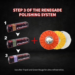 Renegade polishing bar on a right-angle grinder delivers fast, even polish.