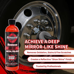 Metal finish on surfaces looks cleaner after using Renegade Red.