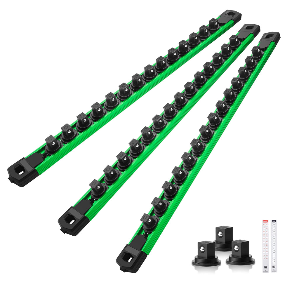 Reniteco socket organizer rail green keeps tools tidy and accessible.