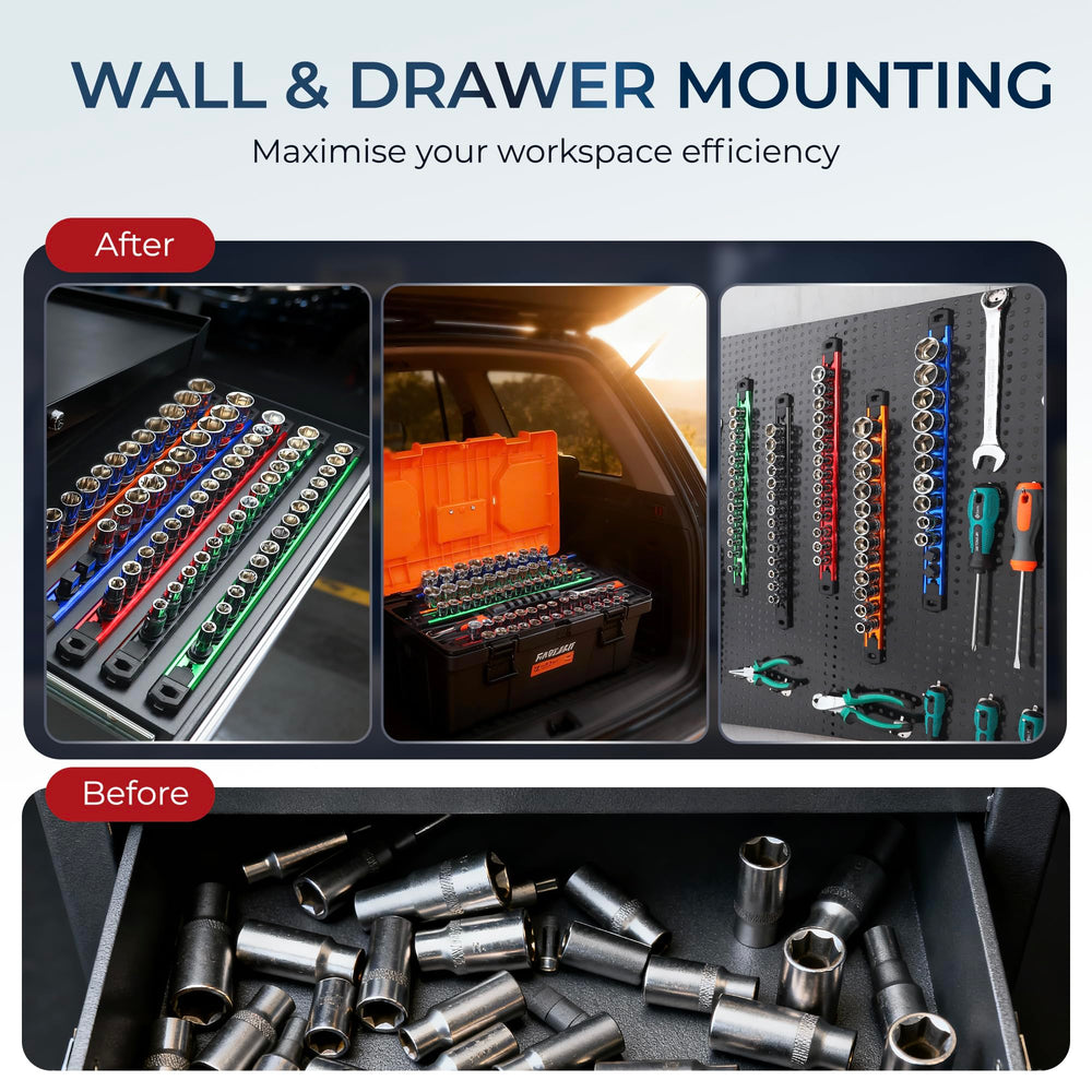 Reniteco tool drawer organization helps you access sockets faster.