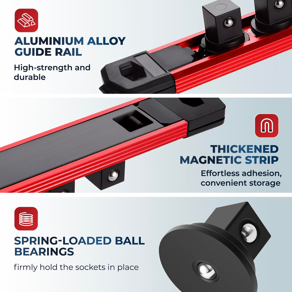 Reniteco wall-mount holes allow pegboard or wall mounting to save drawer space.