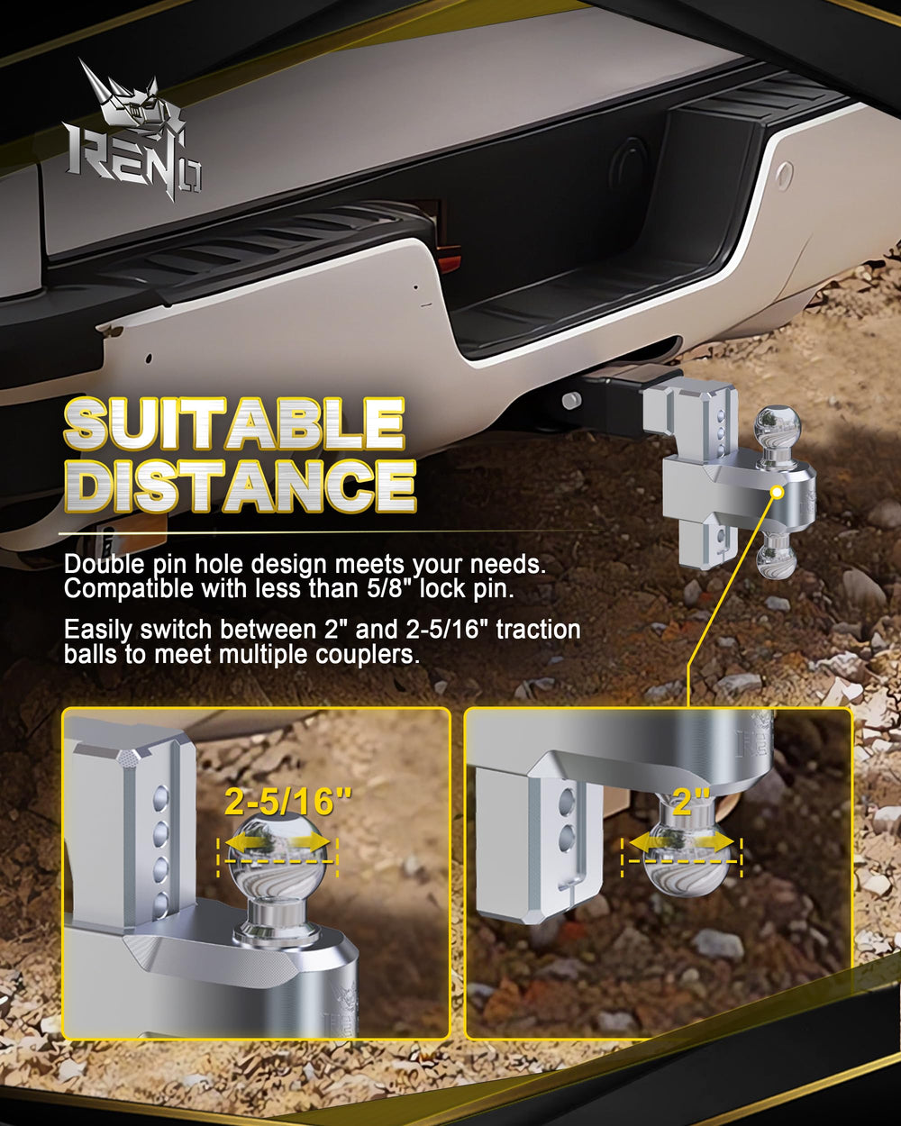 RENO 180-degree flipping shank enables flexible installation in tight spaces.