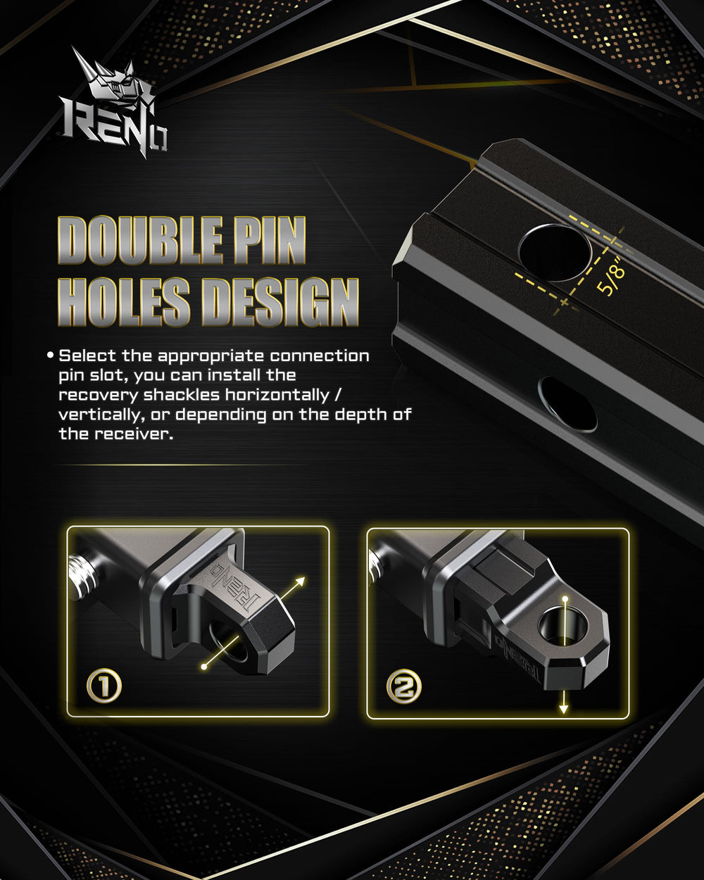 RENO load rating badge indicates 22,000 lbs working load capacity.