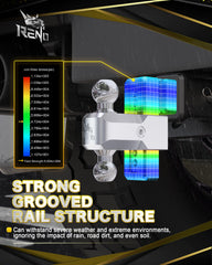 RENO aluminum body with steel ball mount resists corrosion and weathering.