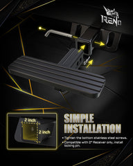 Reno bumper step shows D ring compatibility for soft shackles or straps.