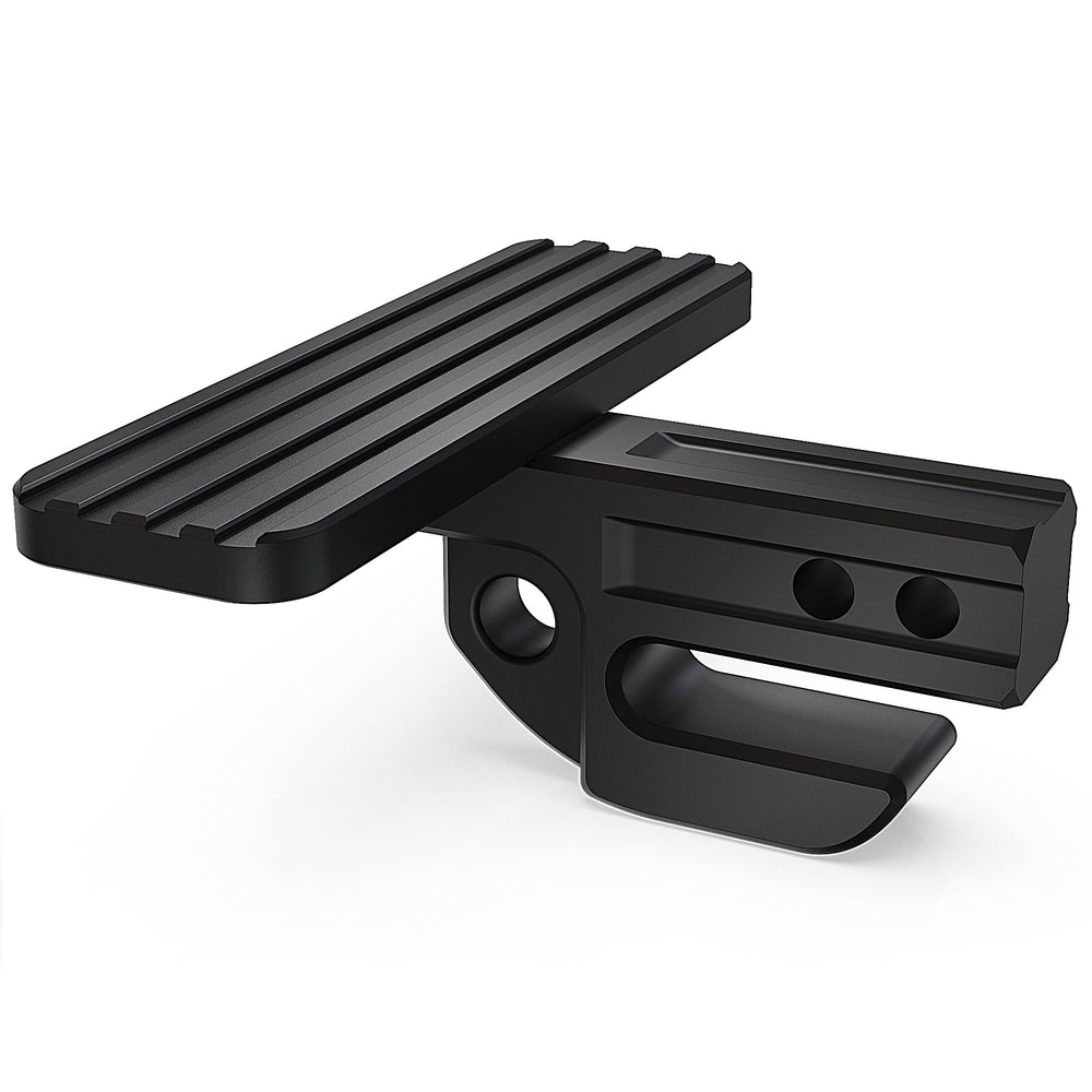Reno bumper step with slider front view shows rugged aluminum construction.
