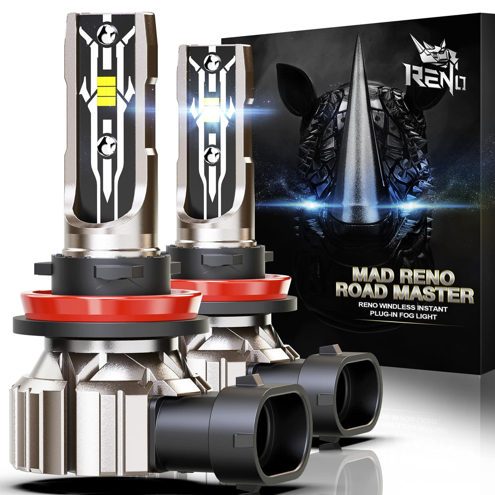 RENO H11 bulb front view showing compact size for easy fit and clearer light