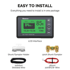 Renogy display close-up reveals voltage, current and capacity at a glance