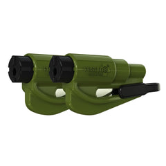 RESQME original emergency keychain hammer attached to visor for quick escape.