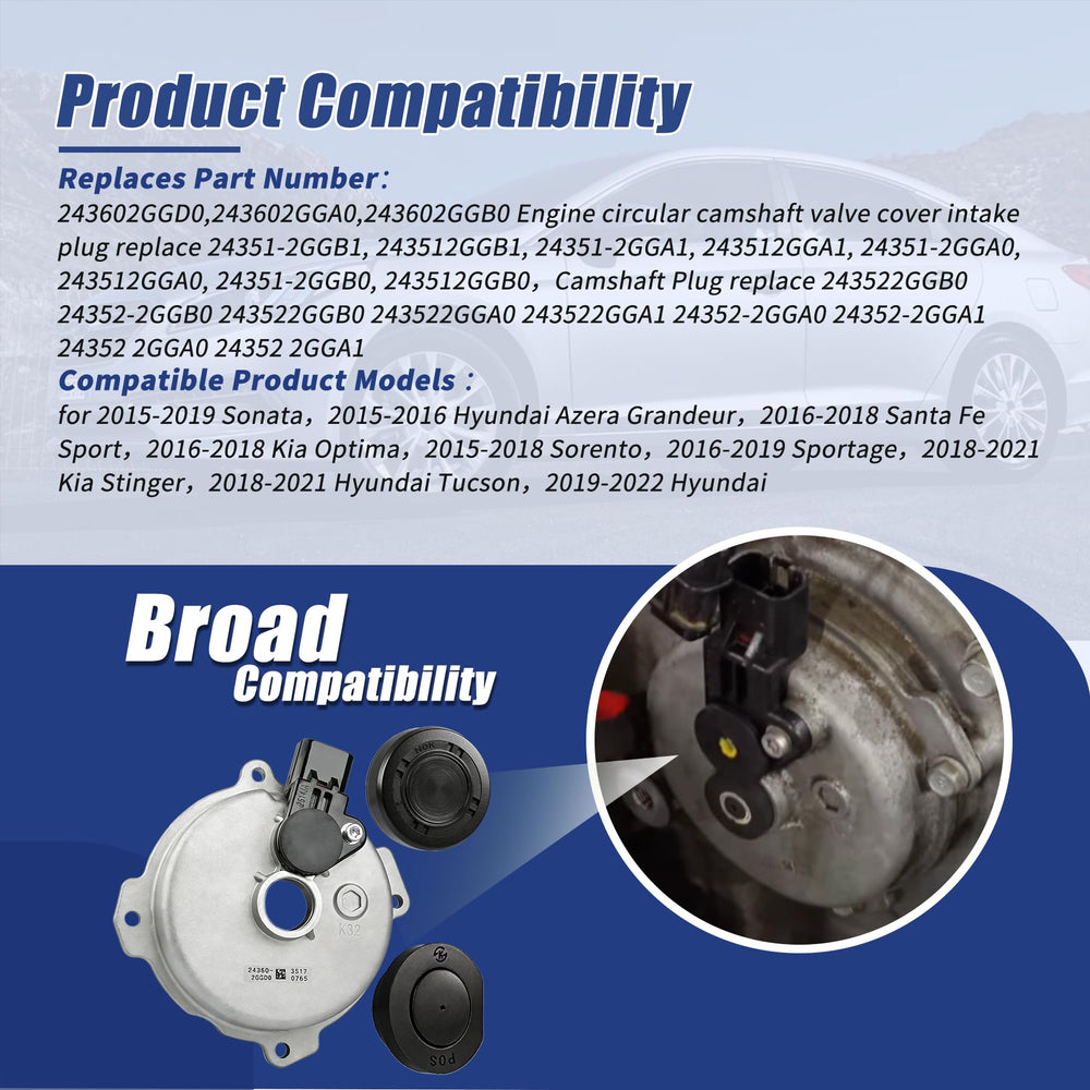 Retepif 24352-2GGB camshaft intake plug close-up with durable seal.