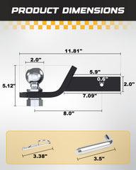 RETRUE 7500lbs capacity hitch mount supports heavy loads and trailers.