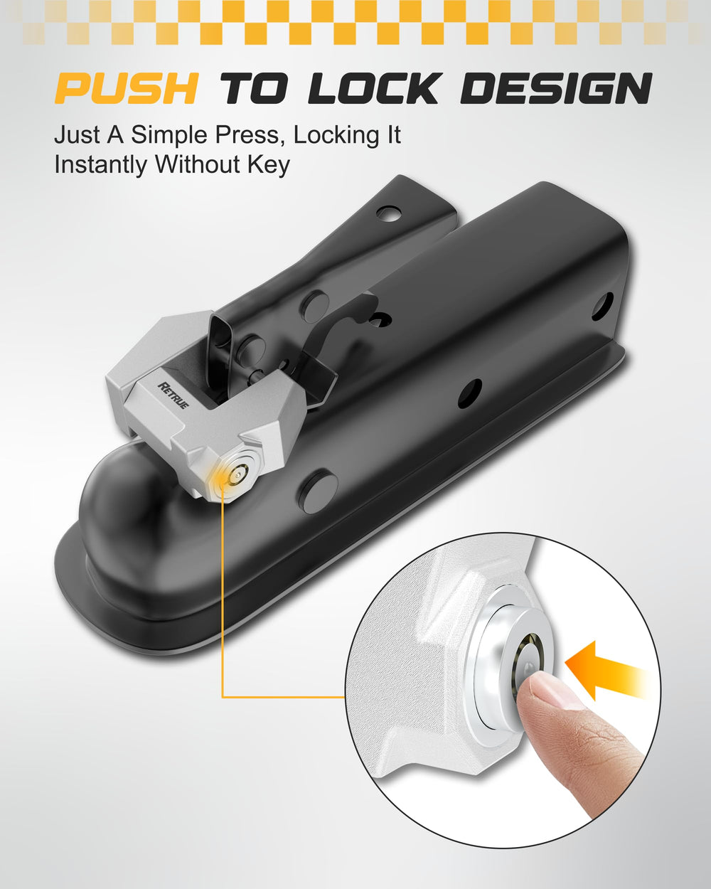 RETRUE Cyber Lock one-push locking action for quick security.