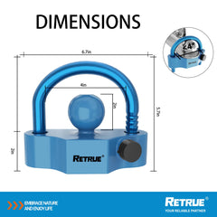 RETRUE lock shows adjustable positions for multiple coupler sizes.