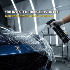 Rev Auto Project Mono PPF Guard on PPF film demonstrates compatibility across finishes