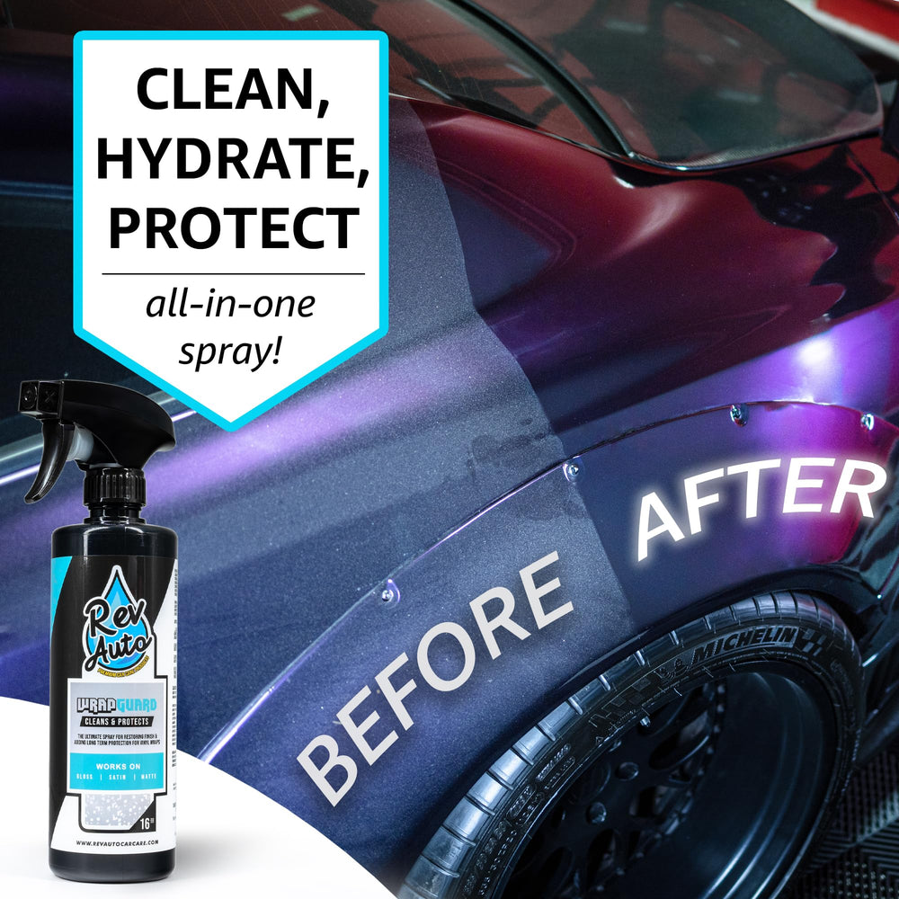Rev Auto wrap shampoo cleans vinyl wraps while preserving original shine