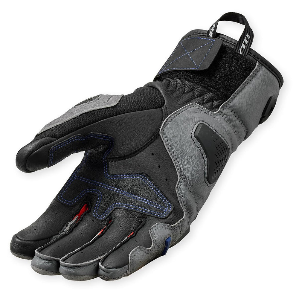REV'IT! Sand 5 gloves palm view emphasizing grip panels and control.