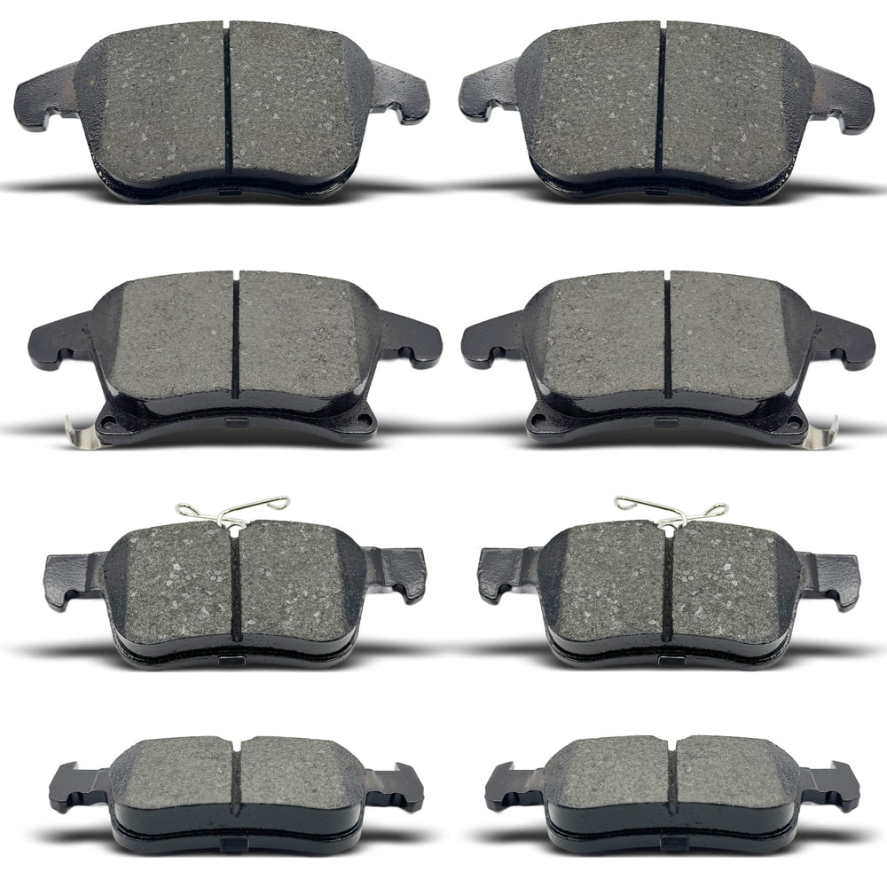 RevivaParts front-rear ceramic brake pads eight-piece set for Ford Fusion and Lincoln MKZ improve braking and reduce dust.