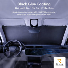 RevLux sunshade frame detail shows durable carbon steel construction.