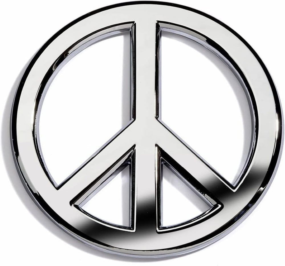 Revolution Car Badges classic chrome peace sign logo on vehicle exterior with durable, stylish appeal.
