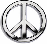 Revolution Car Badges classic chrome peace sign logo on vehicle exterior with durable, stylish appeal.