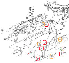 Rexka Chevrolet Camaro wheelwell assembly hardware kit