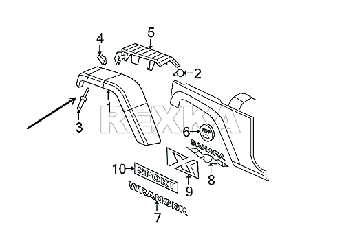 Rexka Chrysler 6506007AA compatible rivet for precise bumper fastening.