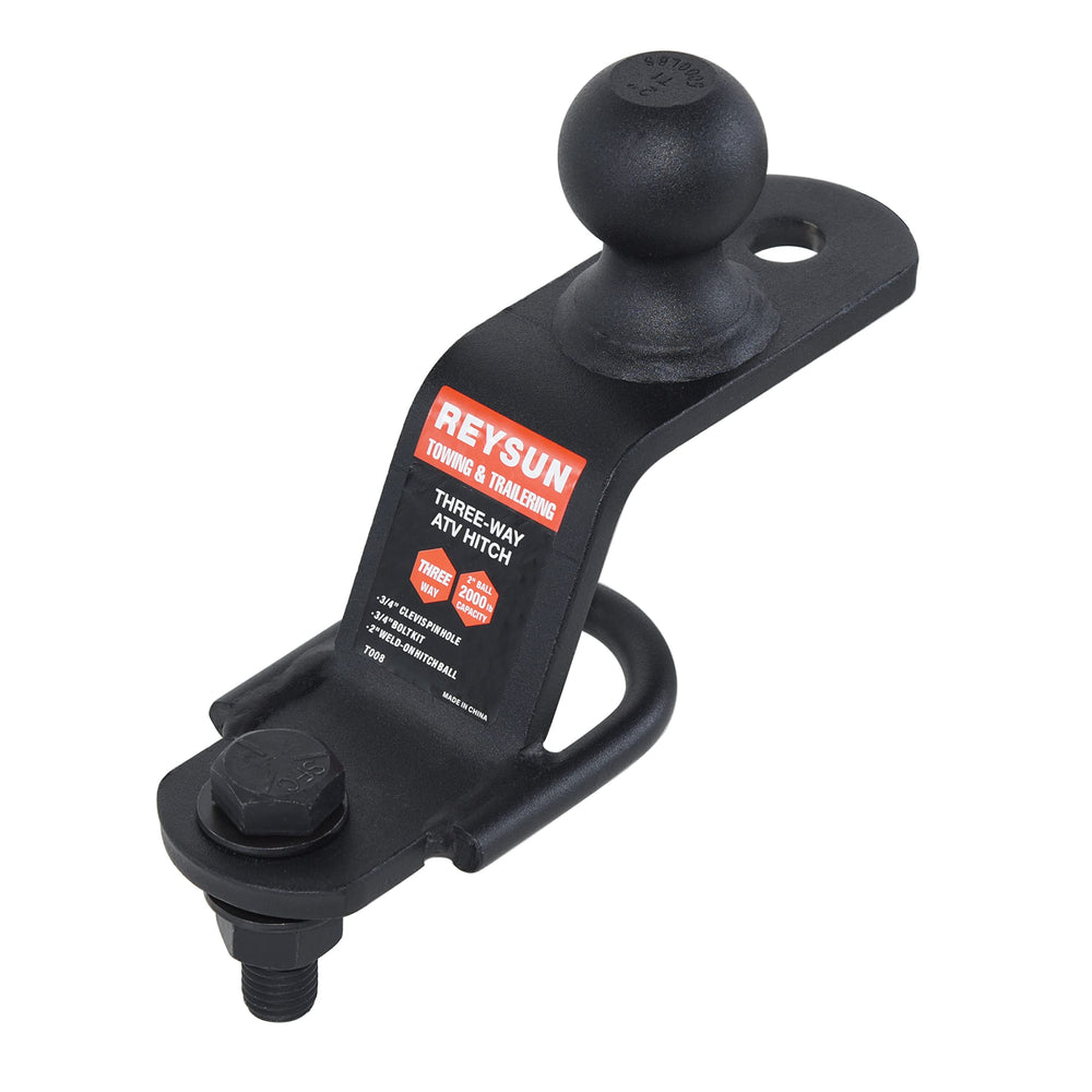 REYSUN 3-in-1 ATV/UTV hitch adapter ball enables easy trailer connection and stable towing.