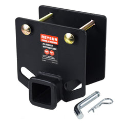 REYSUN 863803 bumper hitch adapter creates a 2-inch receiver for accessories.