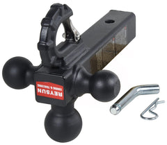 REYSUN tri-ball hitch hook engaged showing self-locking mechanism.
