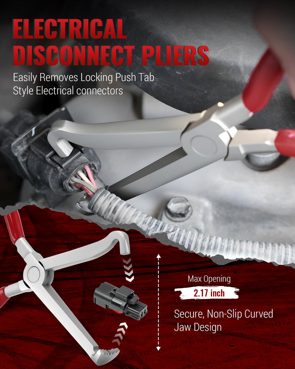 Reywoo 60-degree electrical disconnect pliers access angled connectors