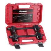 Reywoo spring compressor tool setup shows secure locking pins during compression.