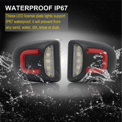 R&F Auto red U-shaped license plate light two-pack for convenient upgrades.