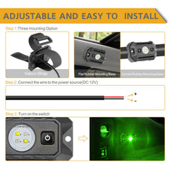 Rfroad Lighting easy installation with Velcro strap and mounting pads