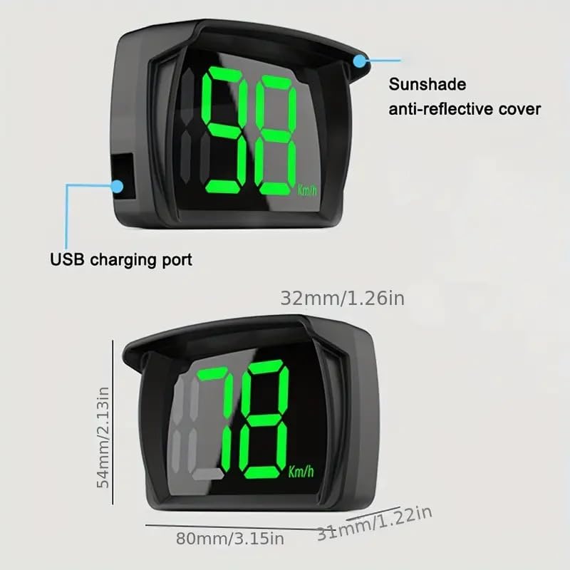 RGZOCT HUD 6.6-foot USB cable for easy power connection.
