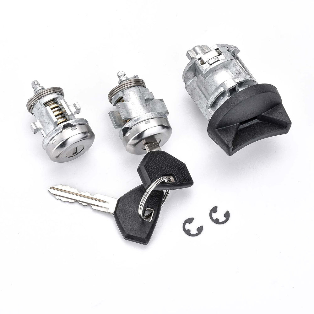RHAOCZIYAUTO packaging includes lock cylinder, two doors, two keys, and installation tools