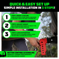 Rhino USA leveling‑friendly hitch enabling trailer level stance.