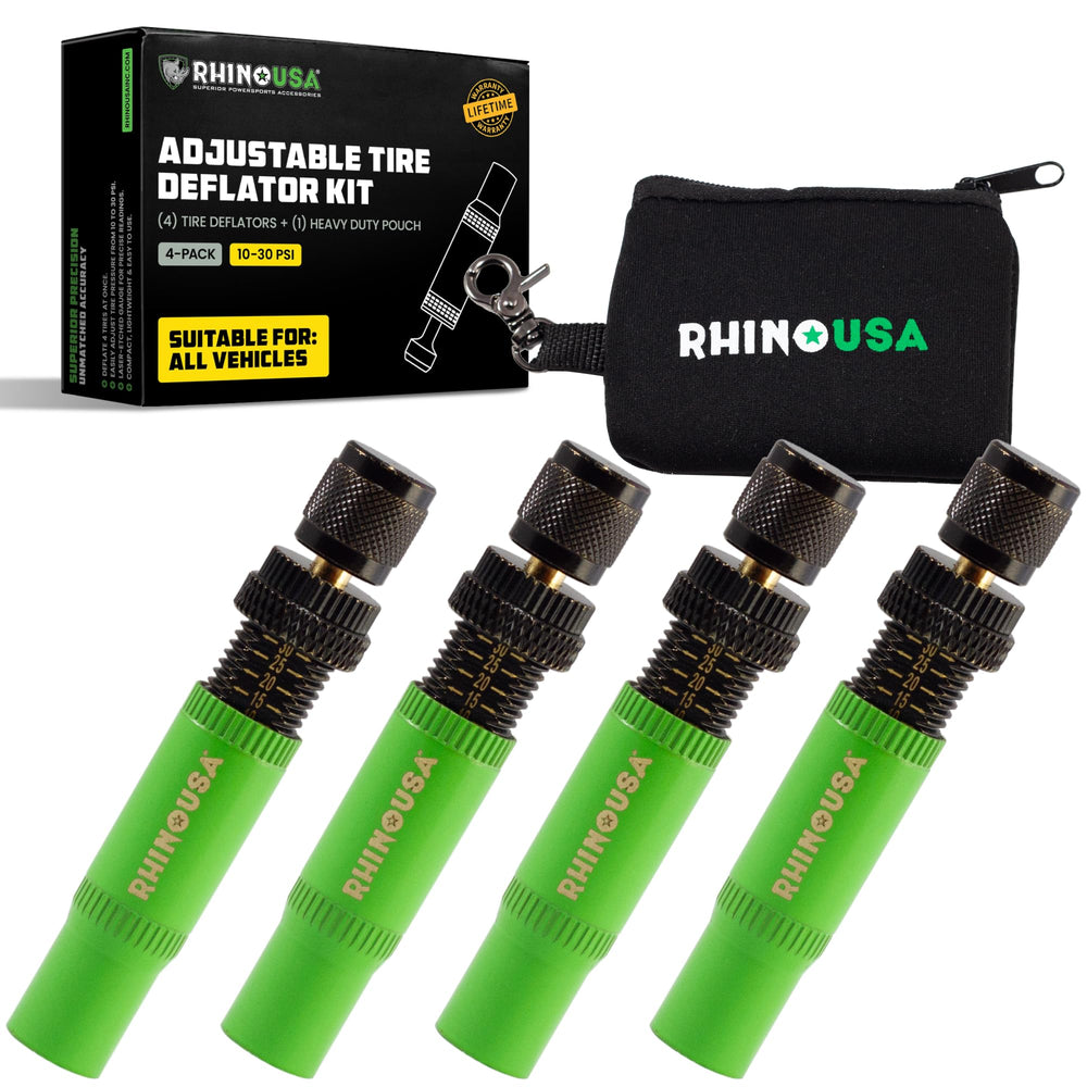 Rhino USA four-pack adjustable tire deflators ready to air down tires