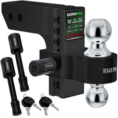 Rhino USA adjustable trailer hitch in a 2.5-inch receiver enables level towing.