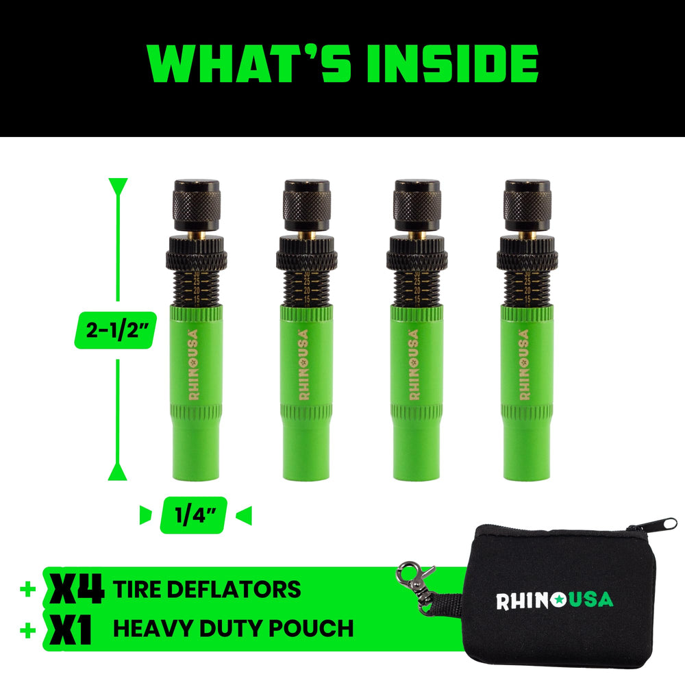 Rhino USA deflators deployed on sandy terrain for off-road prep
