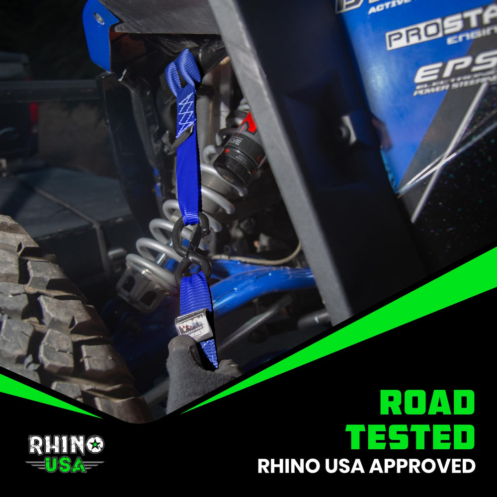 Rhino USA pack keeps multiple blue tie-downs organized and accessible
