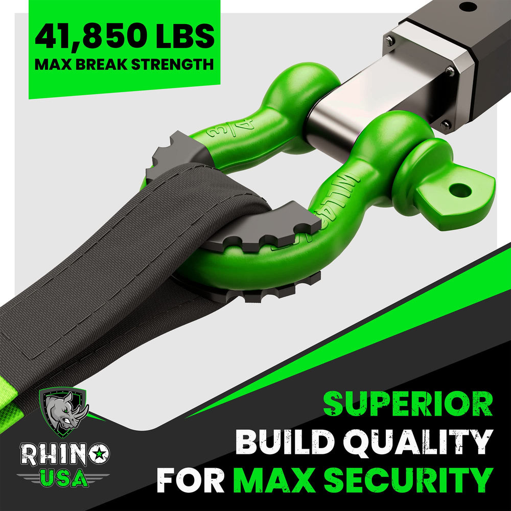 Rhino USA chromoly steel shackle with rust-resistant coating for all weather use.