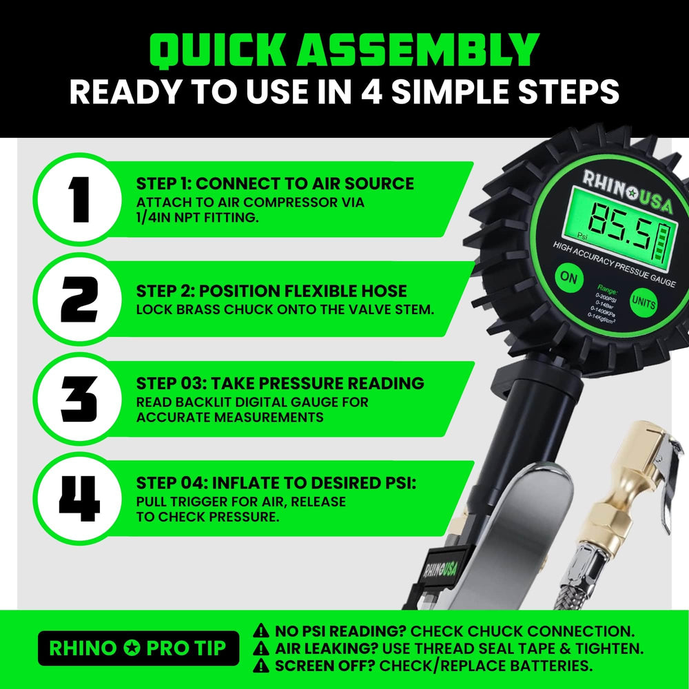 Tool designed for standard 1/4-inch NPT fittings for easy setup