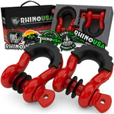 Rhino USA D Ring Shackle 2-Pack red for towing and off-road recovery.