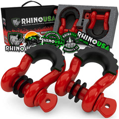 Rhino USA D Ring Shackle 2-Pack red for towing and off-road recovery.