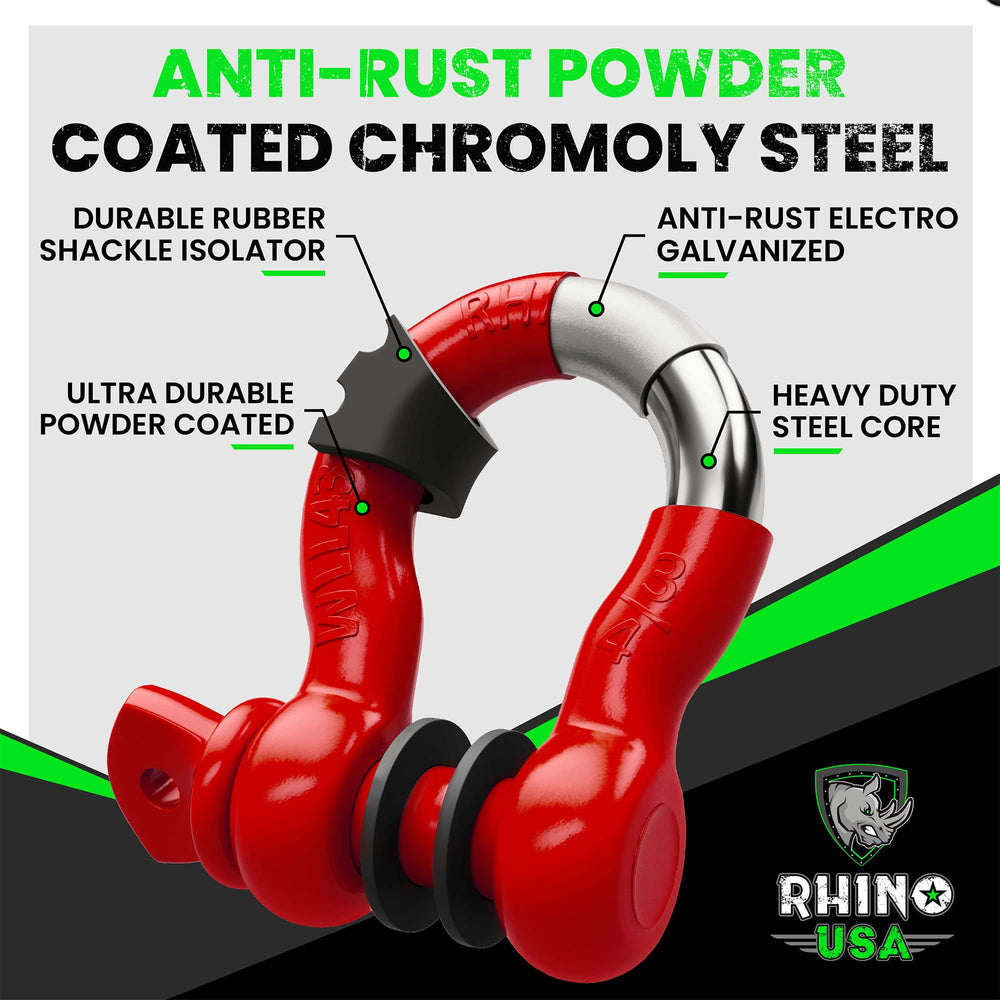 Rhino USA D Ring Shackle with 7-8 inch pin for secure mounting.
