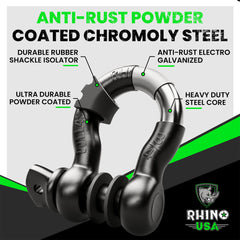 Rhino USA D Ring Shackles side view highlighting rugged construction for off-road use.