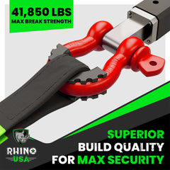 Rhino USA heavy-duty chromoly steel D-ring shackle for durability.