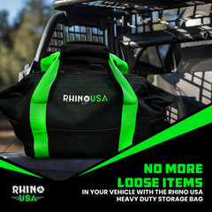 Rhino USA heavy duty storage bag in green ready for trail days