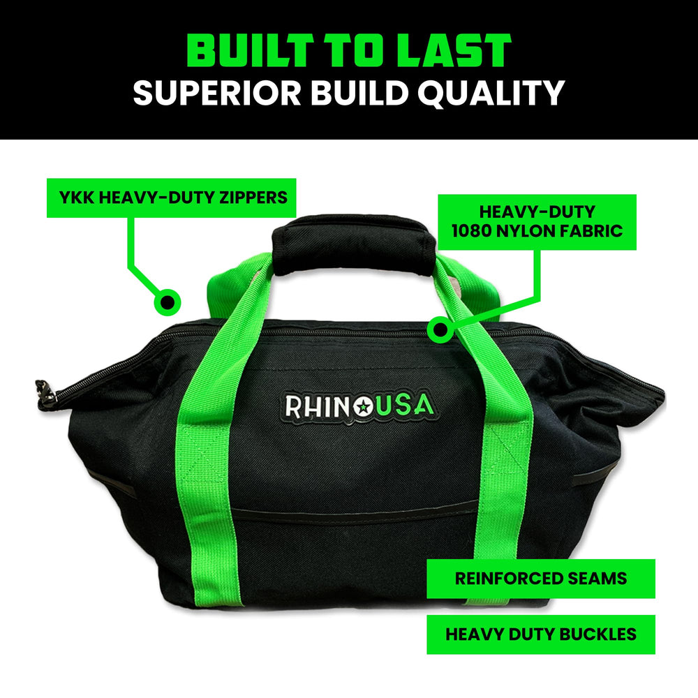 Rhino USA recovery bag straps and shackles pocket view for quick access