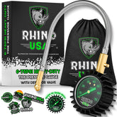 Rhino USA heavy-duty tire pressure gauge with glow dial for easy night use